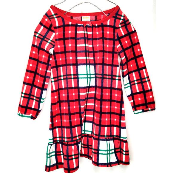 Gymboree Plaid Holiday Night Gown Long Sleeve Ruffle Pajama Dress Size 2T - Picture 1 of 9